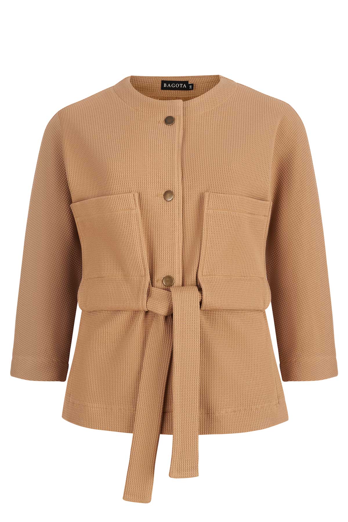 BAGOTA moteriškas švarkas su sagomis, diržu ir kišenėmis